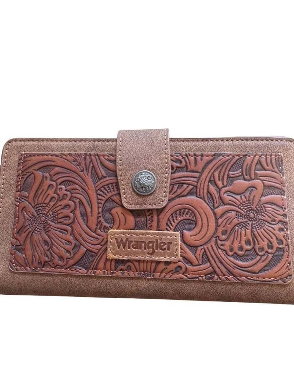 Wrangler Women’s Western Floral Wallet Brown Large Zip Around NWOT